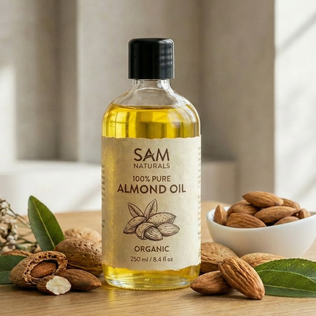 Sam Naturals Cold-Pressed Almond Oil – Traditionally Prepared Herbal Oil (50ml | 100ml | 250ml)