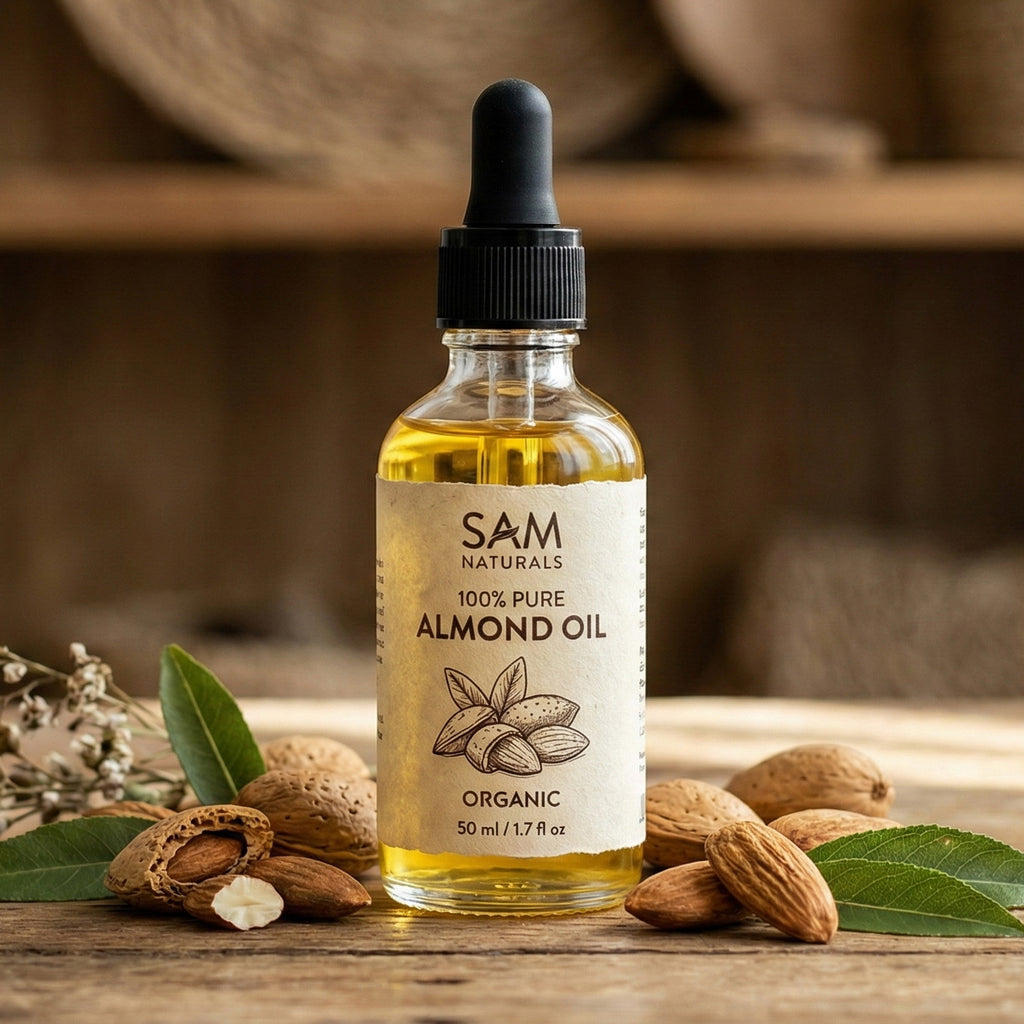 Sam Naturals Cold-Pressed Almond Oil – Traditionally Prepared Herbal Oil (50ml | 100ml | 250ml)