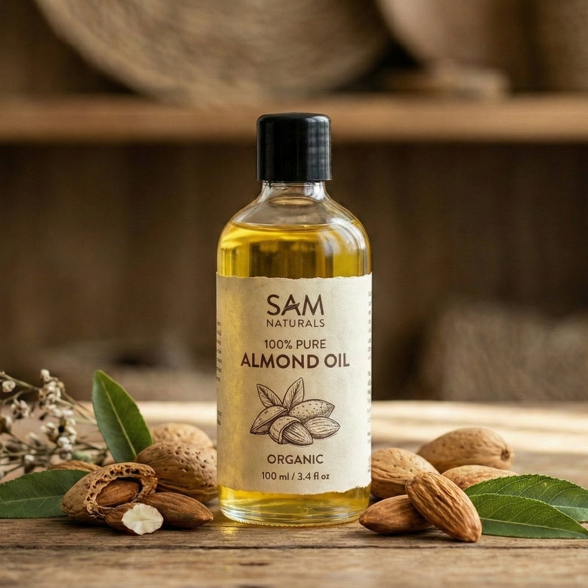 Sam Naturals Cold-Pressed Almond Oil – Traditionally Prepared Herbal Oil (50ml | 100ml | 250ml)