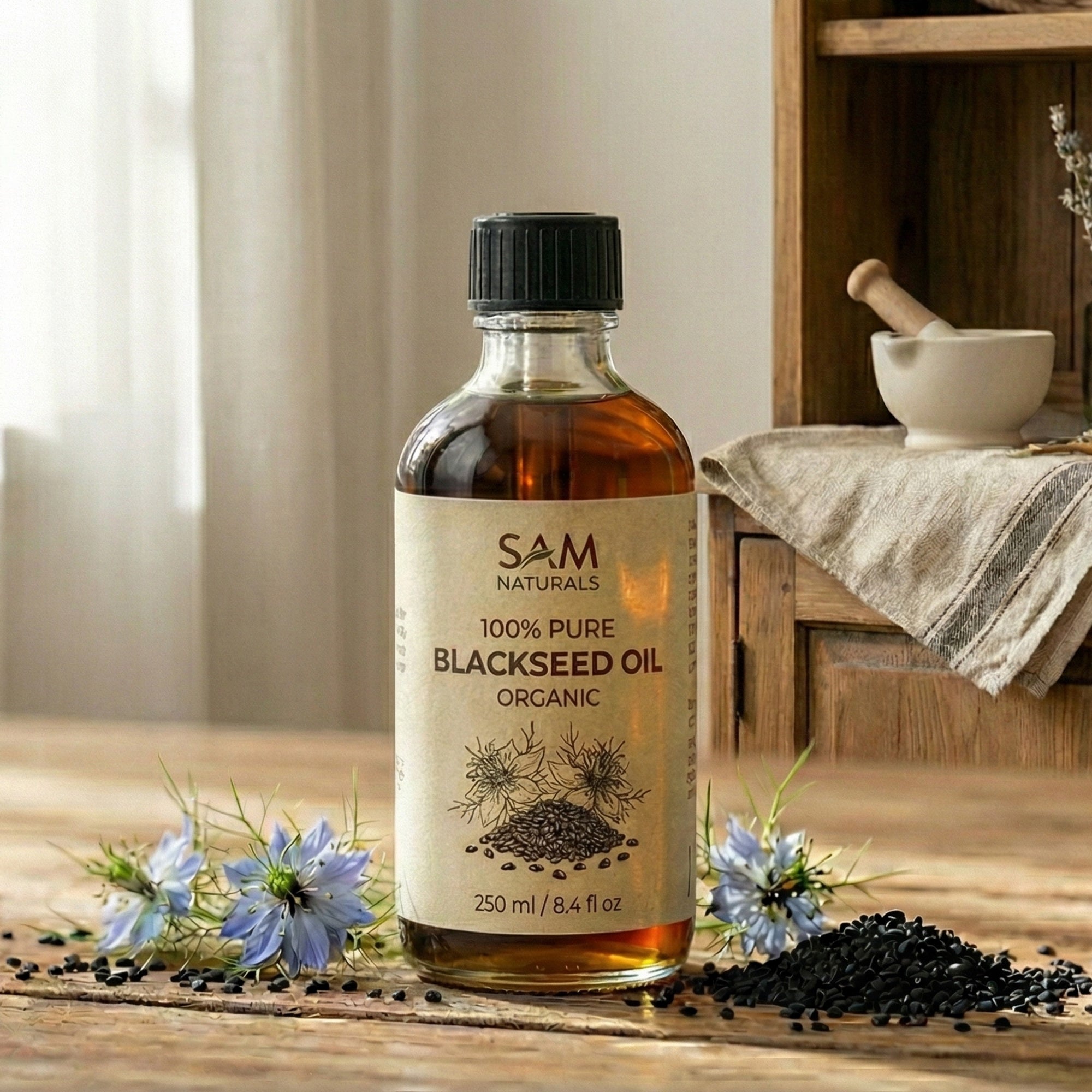Sam Naturals Cold-Pressed Black Seed Oil – Traditionally Prepared Herbal Oil (50ml | 250ml)