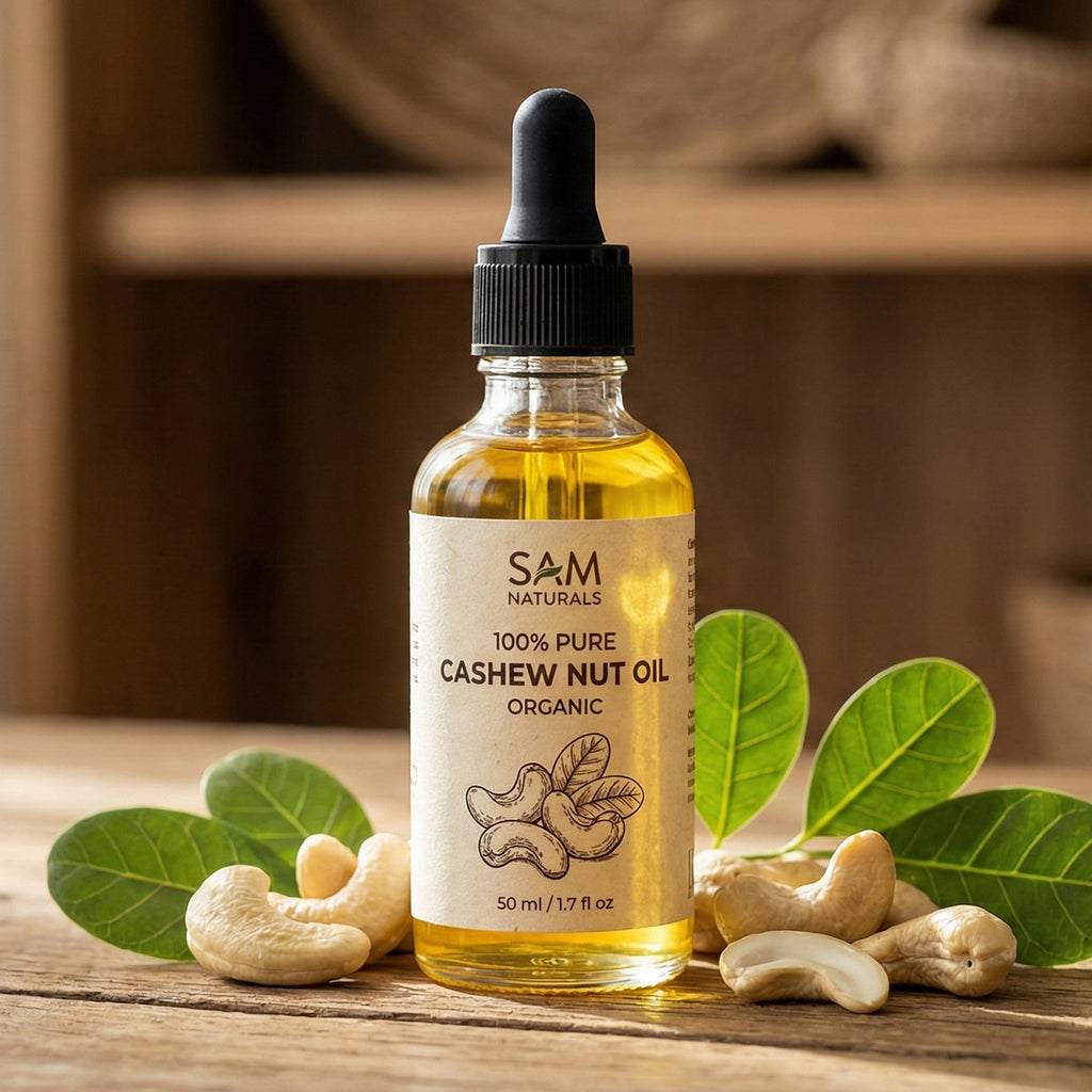 Sam Naturals Cold-Pressed Cashewnut Oil – Traditionally Prepared Herbal Oil (50ml | 100ml)