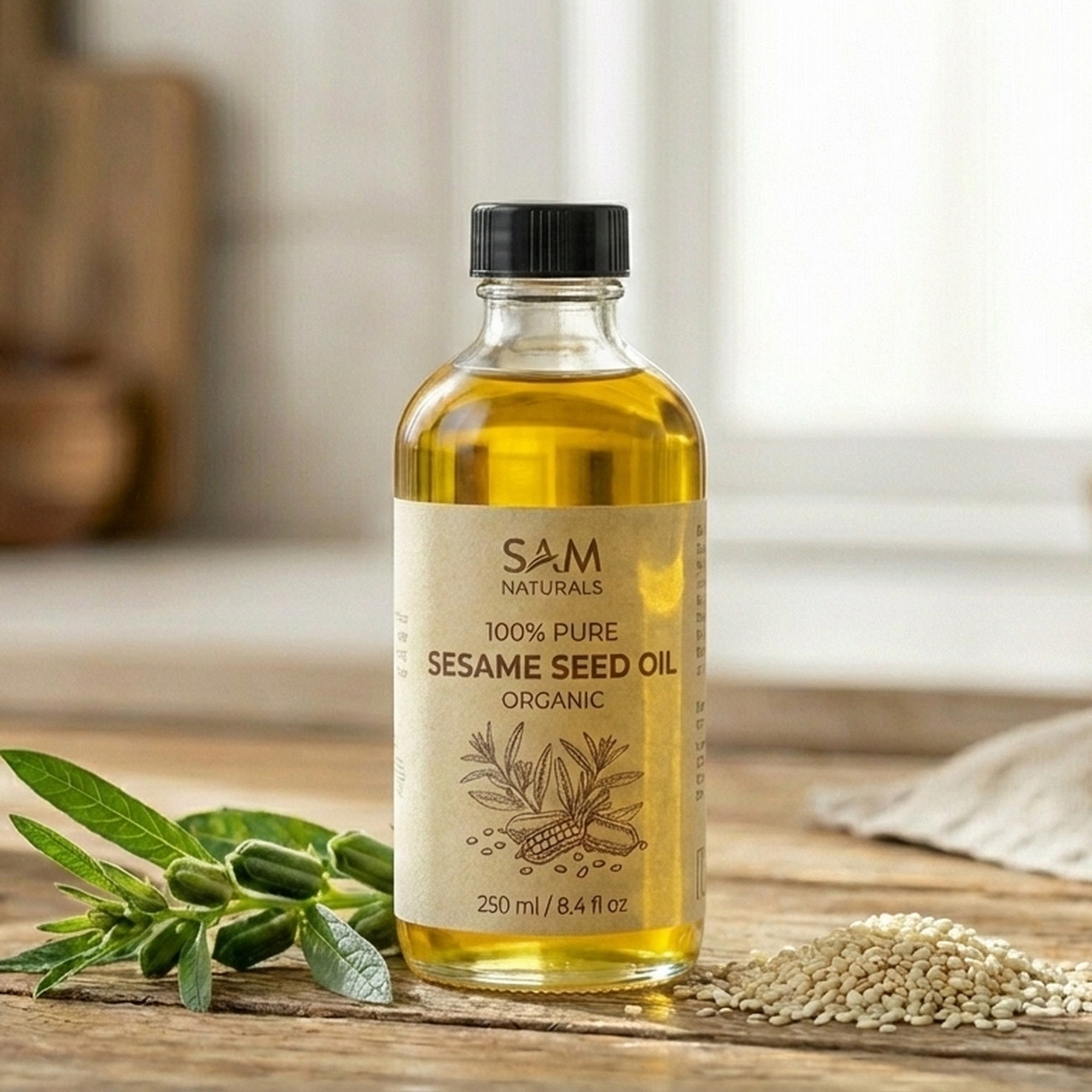 Sam Naturals Cold-Pressed Sesame Seed Oil – Traditionally Prepared Herbal Oil (50ml | 250ml)