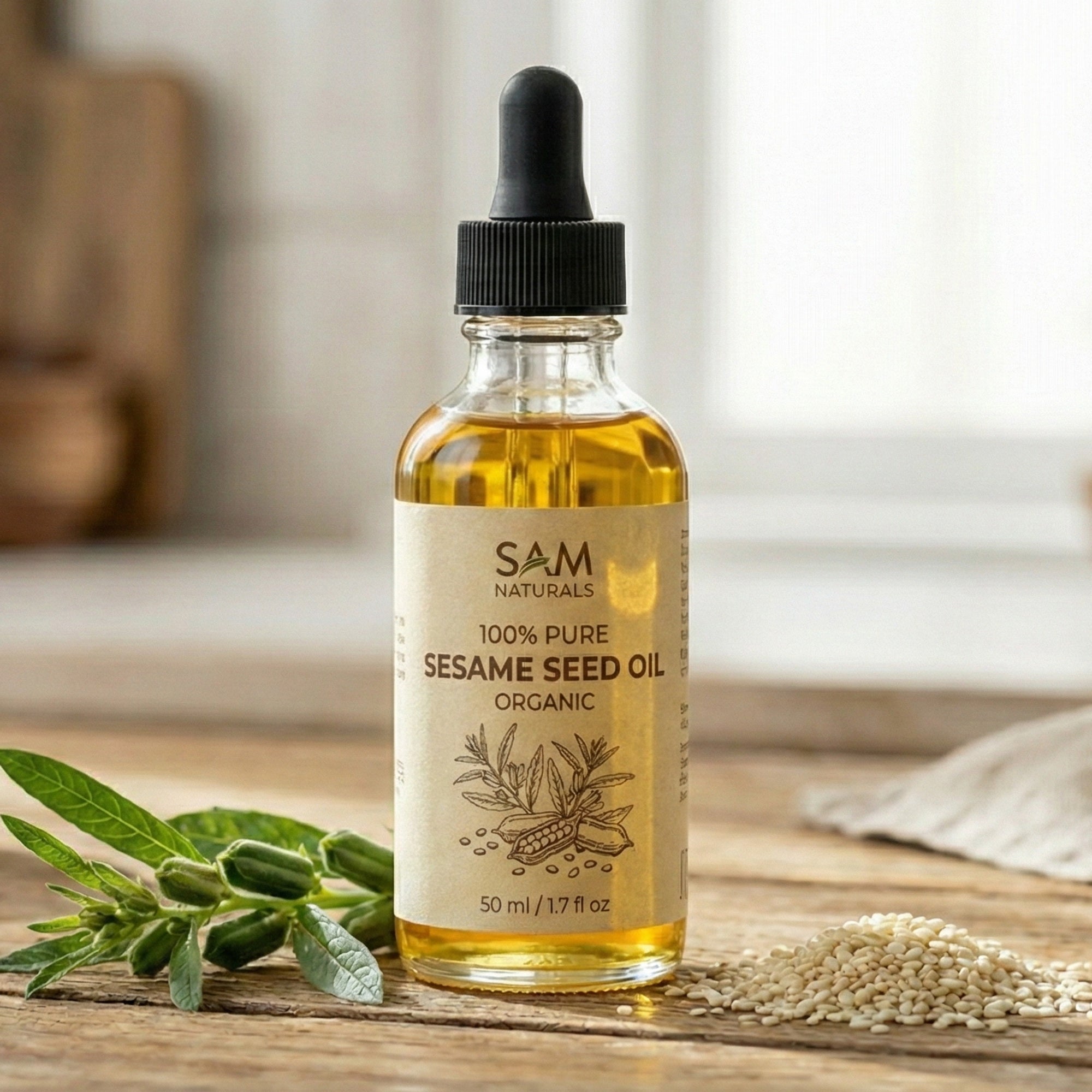 Sam Naturals Cold-Pressed Sesame Seed Oil – Traditionally Prepared Herbal Oil (50ml | 250ml)